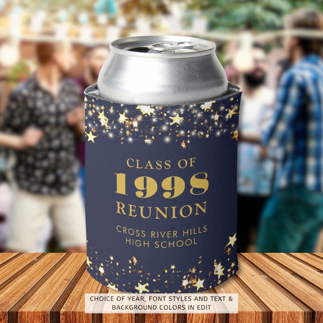 Klasse Wiedersehen Navy Blue Gold Stars Personalis Dosenkühler (Von Creator hochgeladen)