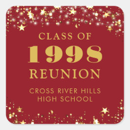 Klasse Wiedersehen Red Gold Stars Personalisiert Quadratischer Aufkleber