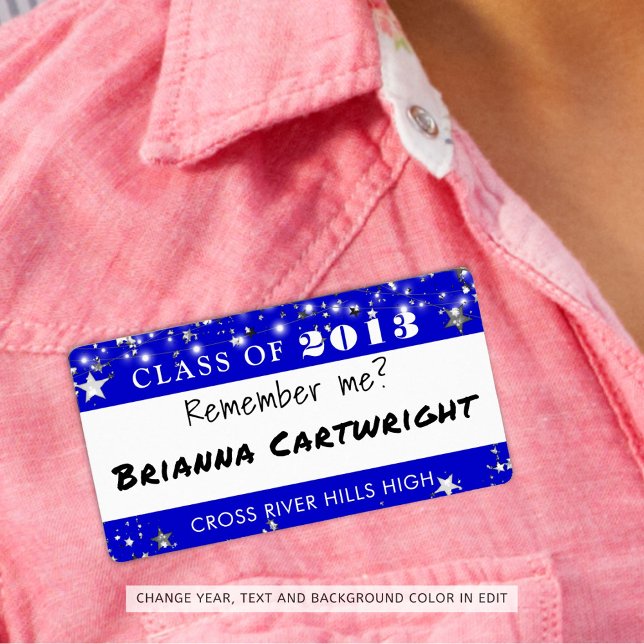 Klasse Wiedersehen Royal Blue Silver Name Tag (Von Creator hochgeladen)