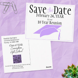 Klasse Wiedersehen Save the Date Lavender Cap QR-C Postkarte