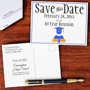 Klasse Wiedersehen Save the Date Minimalistisch Bl Postkarte
