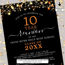 Klasse Wiedersehen Schwarz-Orange-Leuchten jedes J Einladung