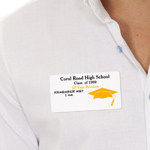 Klasse Wiedersehen Schwarz Orange Paper Name Tag
