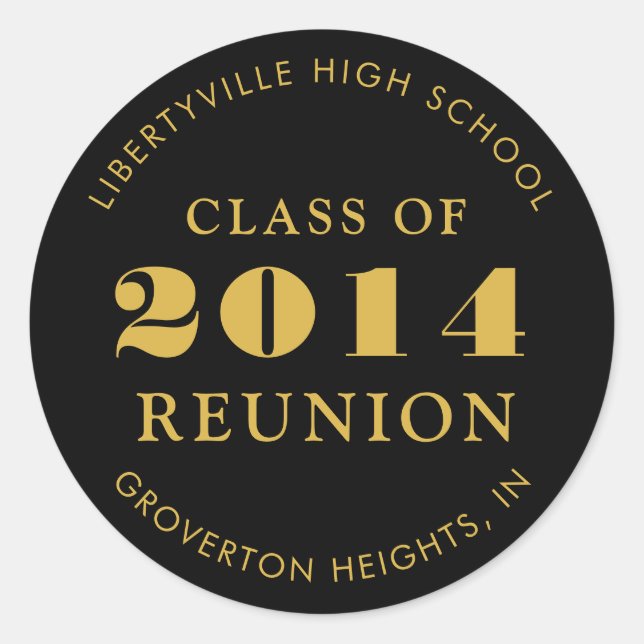 Klasse Wiedersehen Schwarzes Gold oder benutzerdef Runder Aufkleber (Vorderseite)