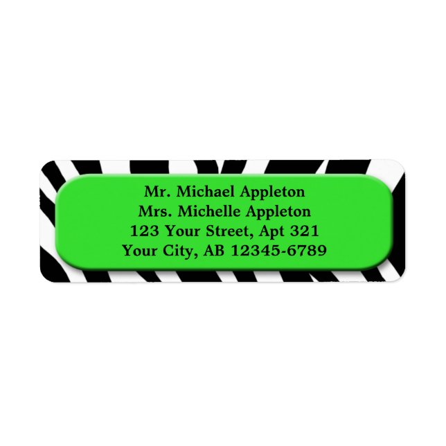 Klasse Zebra Print Lime Green Address Labels (Vorne)