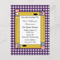 Klassen-offenes Haus: Gelbe Bleistifte, lila