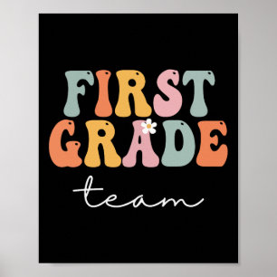 Klassen-Team Retro Groovy Vintage Erster Schultag Poster
