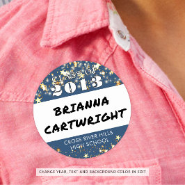 Klassen Wiedersehen Blue Gold Stars Namensmarken Runder Aufkleber