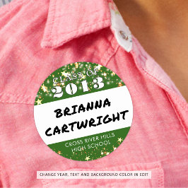 Klassen Wiedersehen Green Gold Stars Namensmarken Runder Aufkleber