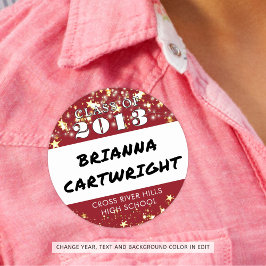 Klassen Wiedersehen Red Gold Stars Namensmarken Runder Aufkleber