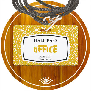 Klassenarbeitsheft Büro-Hall-Pass für Erzieher Ausweis