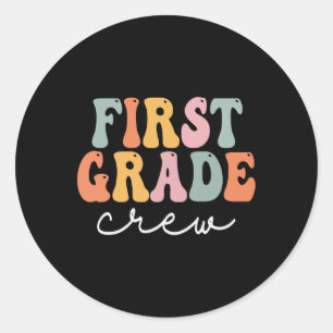 Klassenbesatzung Retro Groovy Vintage Erster Schul Runder Aufkleber
