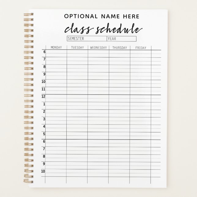 Klassenfahrplan für das Semester - Schwarzweiß Planer (Vorderseite)