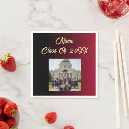 Klassenfoto des Jahres Burgund-Schwarz Ombre-Akzen Serviette