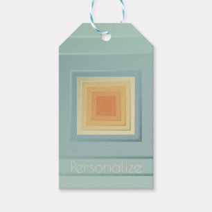 Klassengeometrische Quadrate (hellblau und gelb) Geschenkanhänger