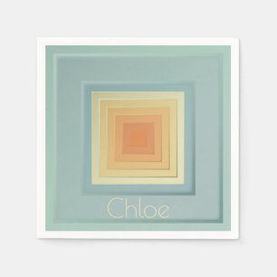 Klassengeometrische Quadrate (hellblau und gelb) Serviette