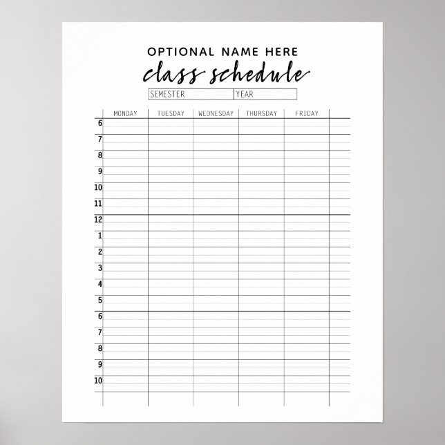 Klassenplan für das Semester - Boho arch-Muster Poster (Vorne)