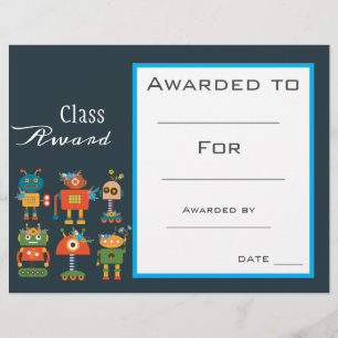 Klassenprämie niedliche Roboter Kinderzertifikat