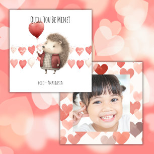 Klassenraum Valentinstag, Süßer Igel, Foto Mitteilungskarte