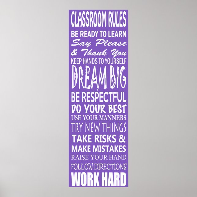 Klassenregeln Poster (Lila), 12" x 36" (Vorne)