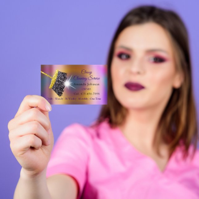 Klassenreiniger Service Magaid Gold Silver Hologra Visitenkarte (Von Creator hochgeladen)