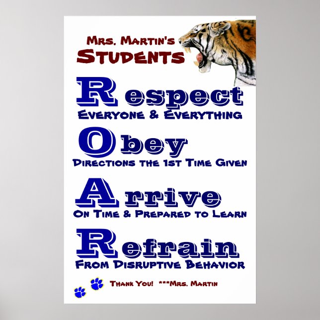 Klassenrichtlinien/Regeln Poster (Vorne)