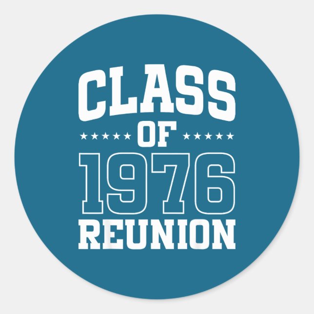 Klassentreffen 1976 Wiedervereinigung 50 Alumni Runder Aufkleber (Vorderseite)