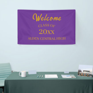Klassentreffen Lila und Gold Willkommen Banner