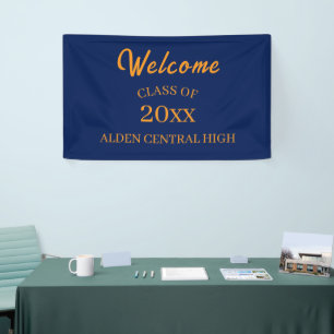 Klassentreffen Navy Blau und Orange Willkommen Banner