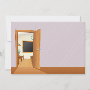 Klassenzimmer durch eine offene Tür Einladung