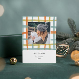 Klassenzimmer Kariert Urlaubsfotokarte   C Feiertagskarte