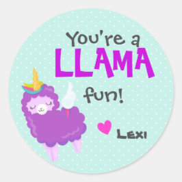 Klassenzimmer Llama Valentine - Lamacorn Runder Aufkleber