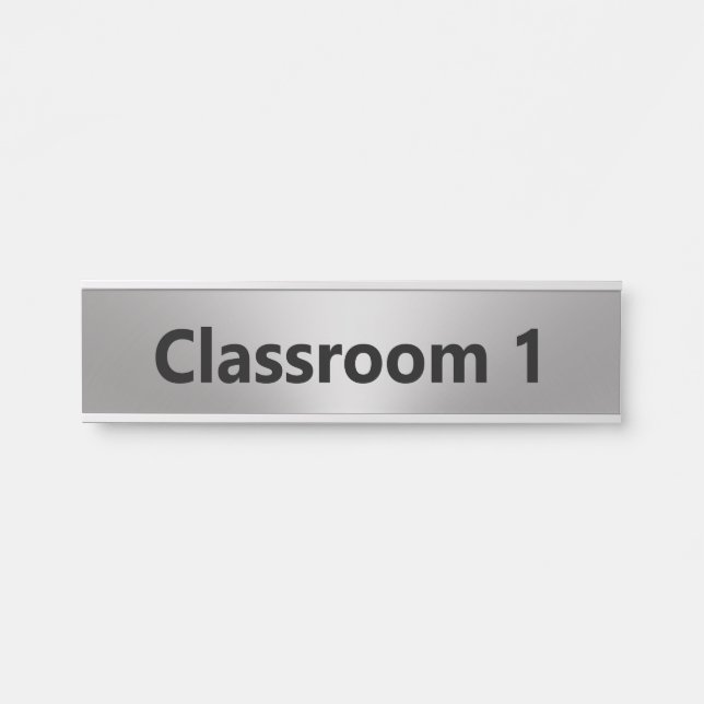 Klassenzimmer mit Silber- und Schwarz-Text-Vorlage Türschild (Vorderseite )
