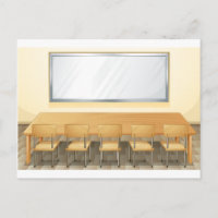 Klassenzimmer mit Whiteboard und Stühlen