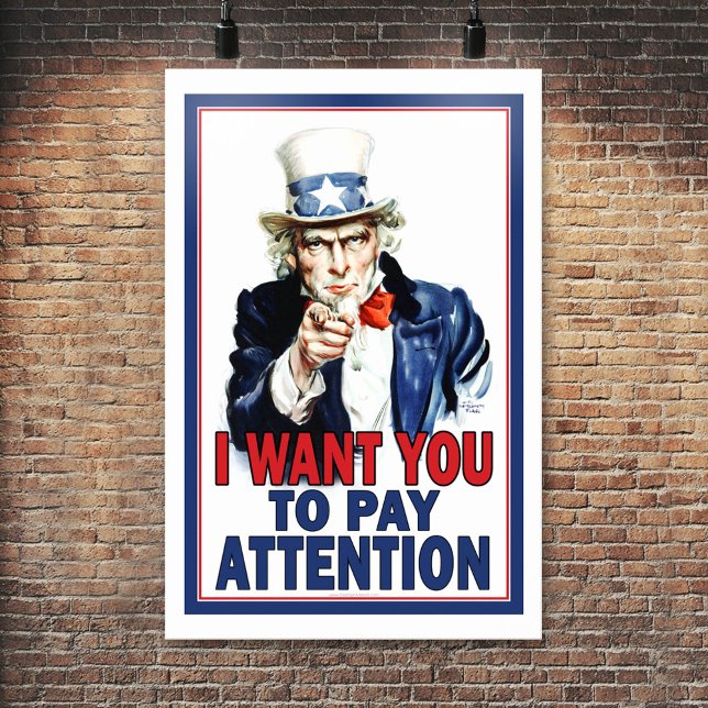 Klassenzimmer-Poster: Ich Woll dir, AUFMERKSAMKEIT Poster (Uncle Sam Classroom Poster)