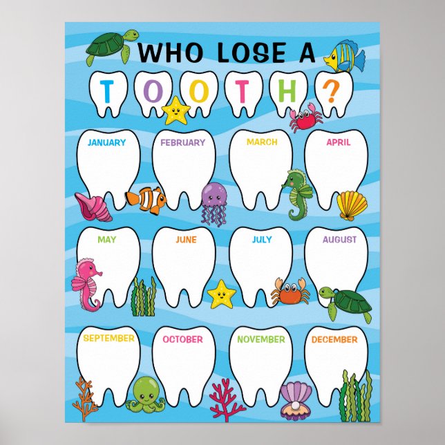Klassenzimmer Tooth Tally Chart im Untermeer Thema Poster (Vorne)