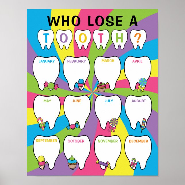 Klassenzimmer Tooth Tally Chart Poster im Candy Th (Vorne)