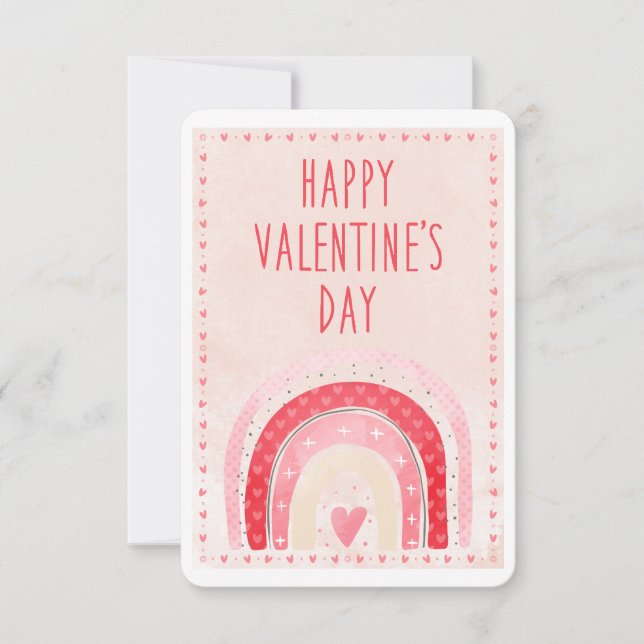 Klassenzimmer Valentines Kinder Rosa Rainbow Heart (Vorderseite)