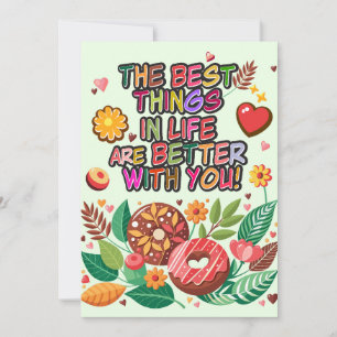 Klassenzimmer Valentinstag Boho Donuts und Blumen Feiertagskarte