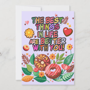 Klassenzimmer Valentinstag Boho Donuts und Blumen Feiertagskarte