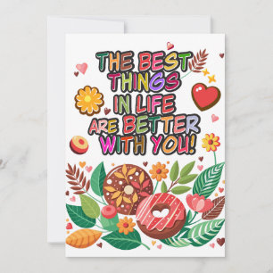 Klassenzimmer Valentinstag Boho Donuts und Blumen Feiertagskarte