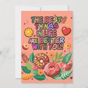 Klassenzimmer Valentinstag Boho Donuts und Blumen Feiertagskarte
