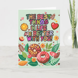 Klassenzimmer Valentinstag Boho Donuts und Blumen Karte