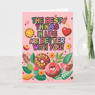 Klassenzimmer Valentinstag Boho Donuts und Blumen Karte