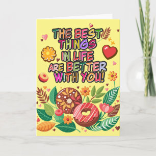 Klassenzimmer Valentinstag Boho Donuts und Blumen Karte