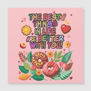 Klassenzimmer Valentinstag Boho Donuts und Blumen Magnetkarte