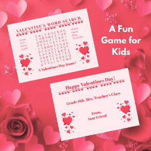 Klassenzimmer Valentinstag-Kartenspiel-Wortsuche Mitteilungskarte