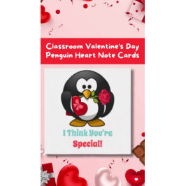 Klassenzimmer Valentinstag Pinguin Herz Mitteilungskarte