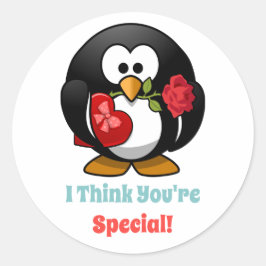 Klassenzimmer Valentinstag Pinguin Herz Runder Aufkleber