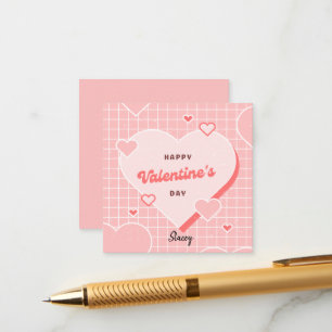 Klassenzimmer Valentinstag Pink und Weißes Rasterd Begleitkarte